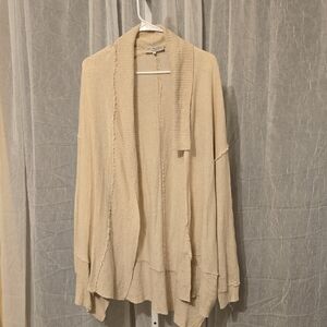 Relaxed Open-Front Asymmetrical Cream Cardigan Sweater Ivan Grundahl Copenhagen